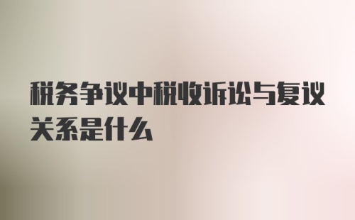 税务争议中税收诉讼与复议关系是什么