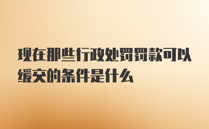 现在那些行政处罚罚款可以缓交的条件是什么