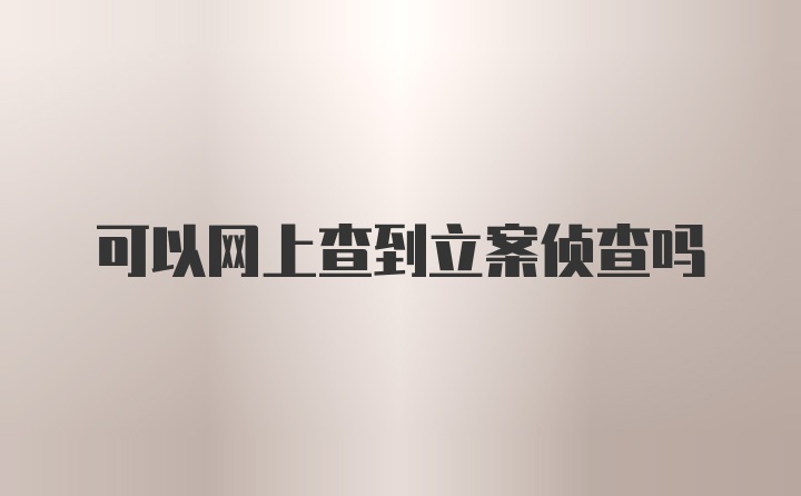 可以网上查到立案侦查吗