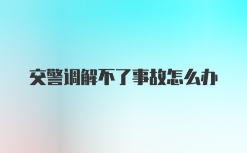 交警调解不了事故怎么办