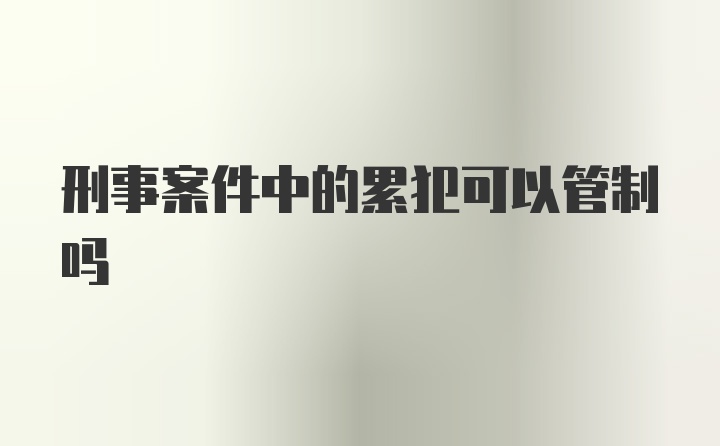 刑事案件中的累犯可以管制吗