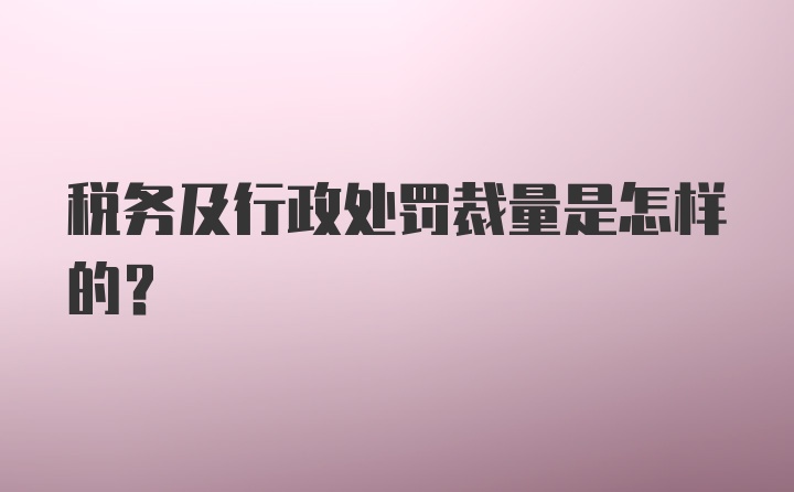 税务及行政处罚裁量是怎样的?