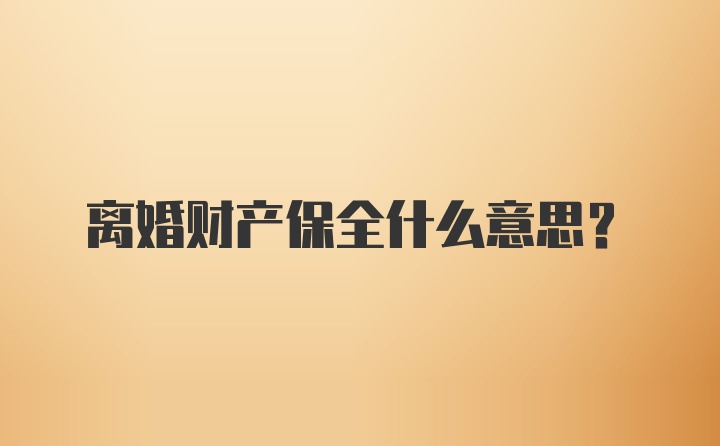 离婚财产保全什么意思？