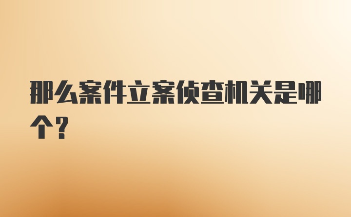 那么案件立案侦查机关是哪个？