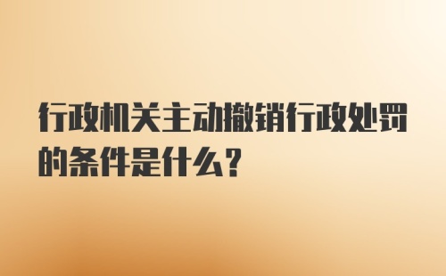 行政机关主动撤销行政处罚的条件是什么？