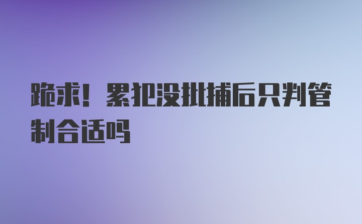 跪求！累犯没批捕后只判管制合适吗