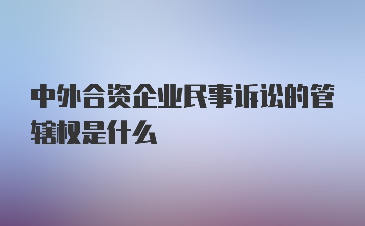 中外合资企业民事诉讼的管辖权是什么