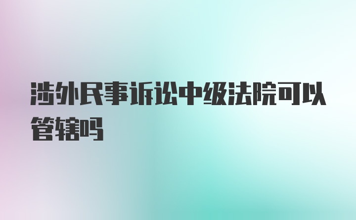 涉外民事诉讼中级法院可以管辖吗