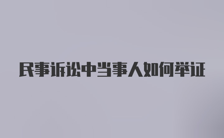 民事诉讼中当事人如何举证