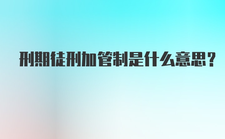 刑期徒刑加管制是什么意思？