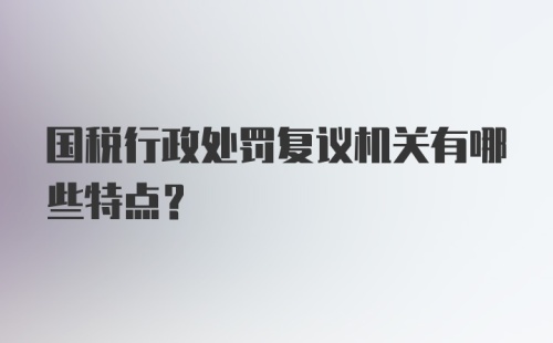 国税行政处罚复议机关有哪些特点?