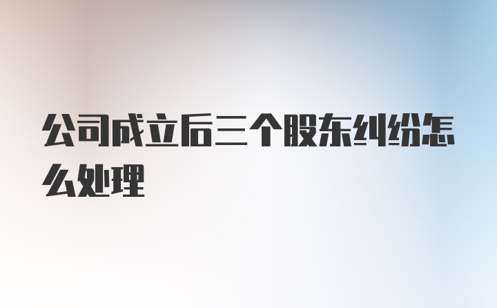 公司成立后三个股东纠纷怎么处理