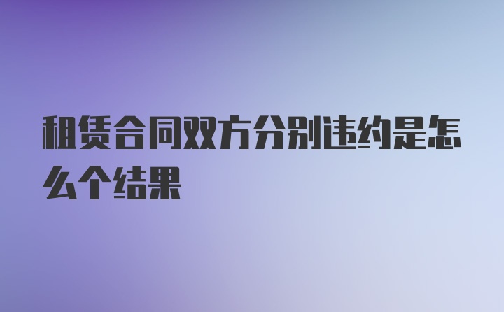 租赁合同双方分别违约是怎么个结果