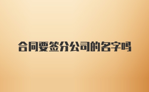 合同要签分公司的名字吗