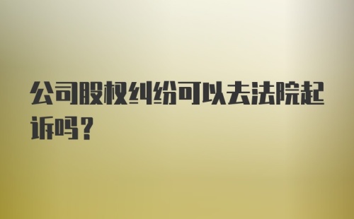 公司股权纠纷可以去法院起诉吗？