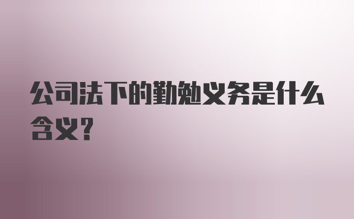 公司法下的勤勉义务是什么含义？