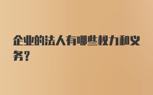 企业的法人有哪些权力和义务？