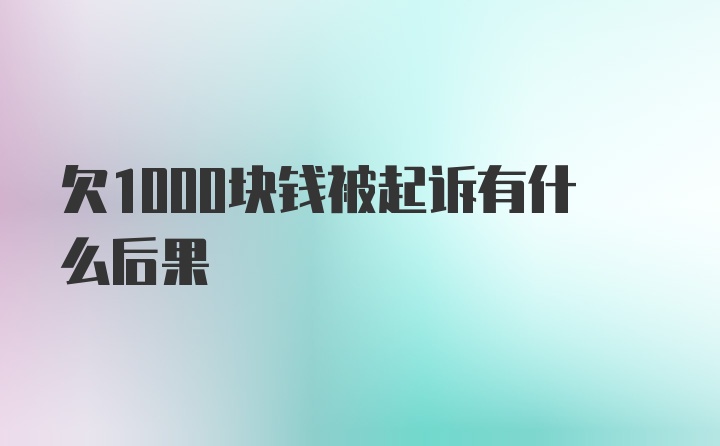 欠1000块钱被起诉有什么后果