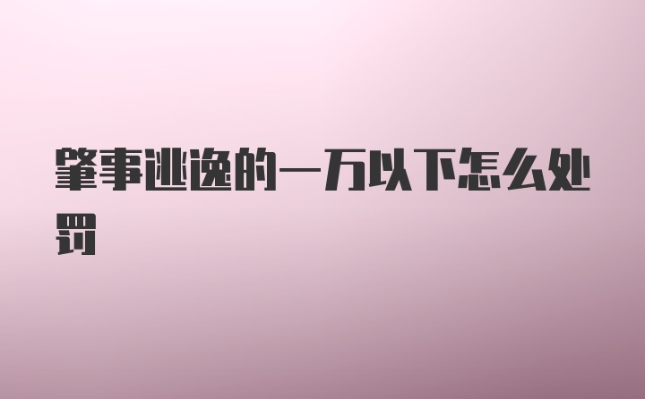 肇事逃逸的一万以下怎么处罚