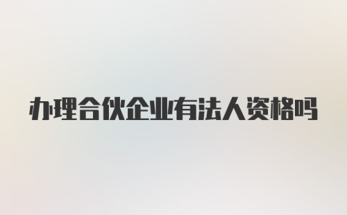 办理合伙企业有法人资格吗