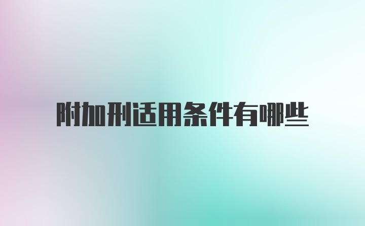 附加刑适用条件有哪些