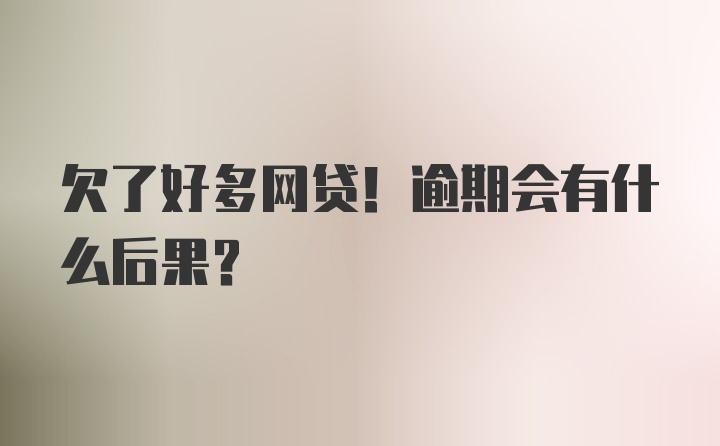 欠了好多网贷！逾期会有什么后果？