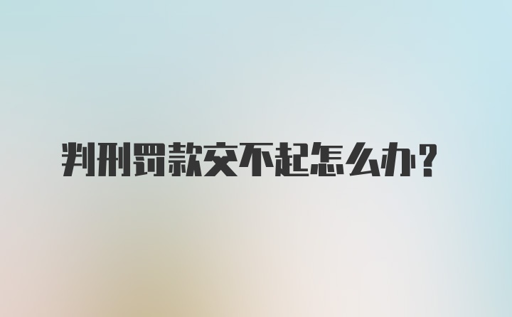 判刑罚款交不起怎么办?