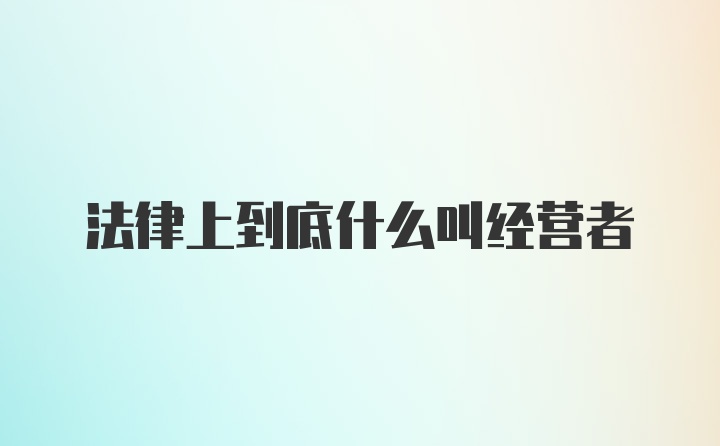 法律上到底什么叫经营者