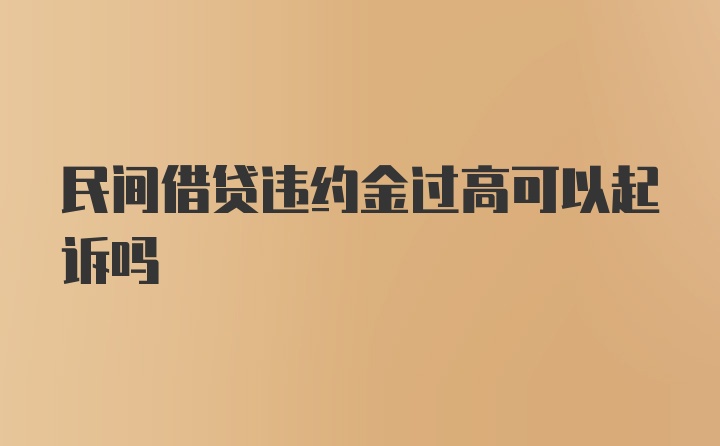 民间借贷违约金过高可以起诉吗