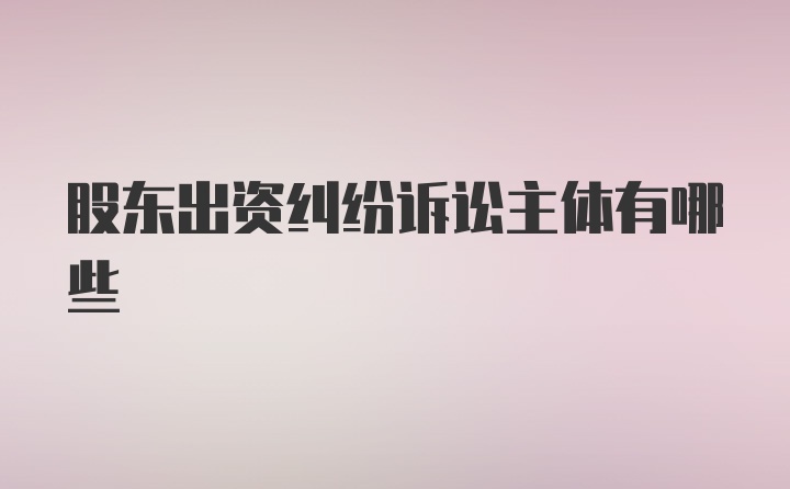 股东出资纠纷诉讼主体有哪些