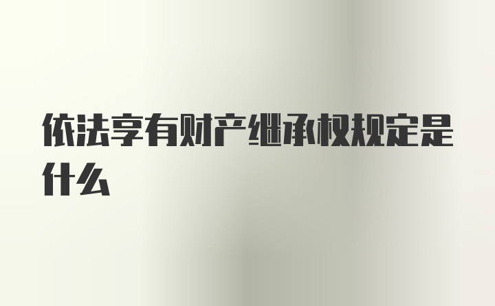 依法享有财产继承权规定是什么