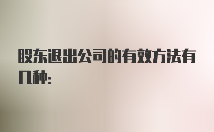 股东退出公司的有效方法有几种: