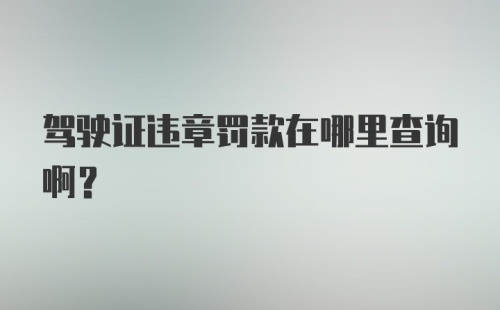 驾驶证违章罚款在哪里查询啊？