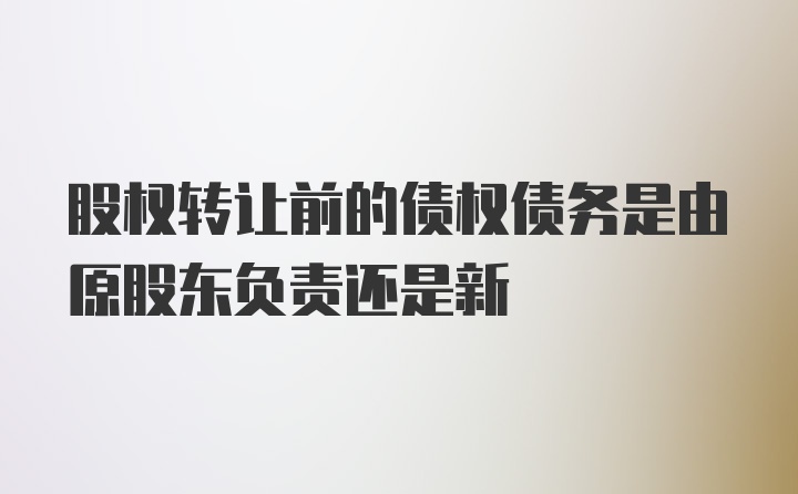 股权转让前的债权债务是由原股东负责还是新