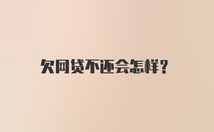 欠网贷不还会怎样？