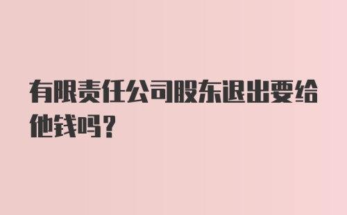 有限责任公司股东退出要给他钱吗？