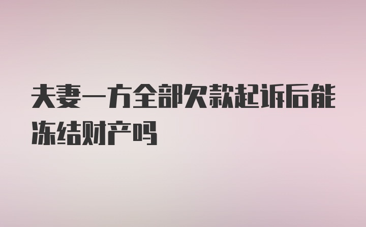 夫妻一方全部欠款起诉后能冻结财产吗