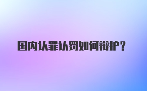 国内认罪认罚如何辩护？