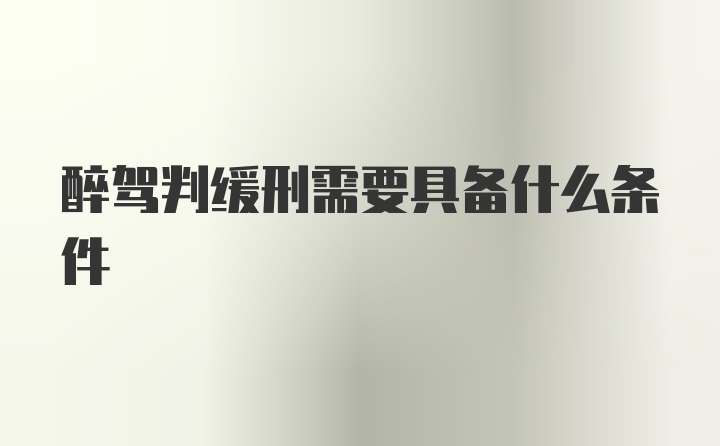 醉驾判缓刑需要具备什么条件