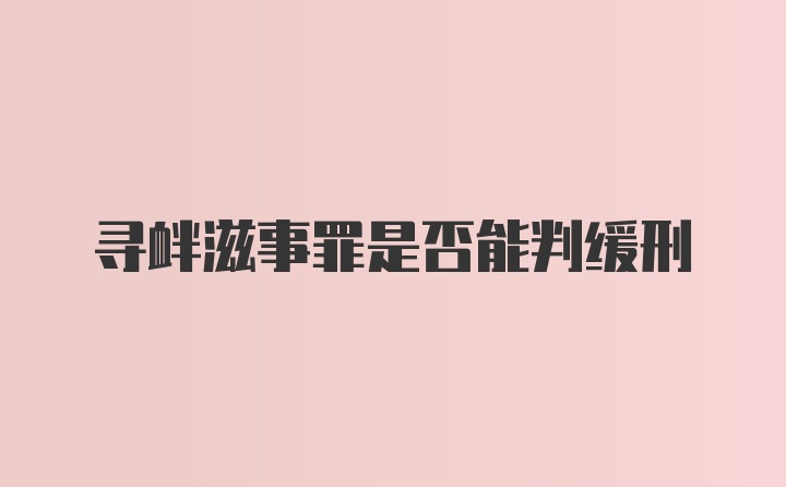 寻衅滋事罪是否能判缓刑