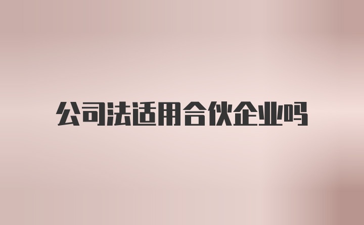 公司法适用合伙企业吗