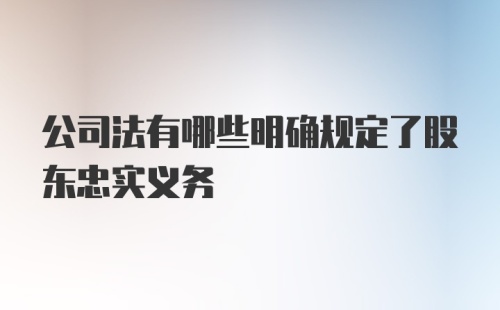 公司法有哪些明确规定了股东忠实义务