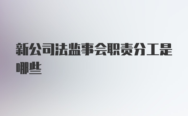 新公司法监事会职责分工是哪些