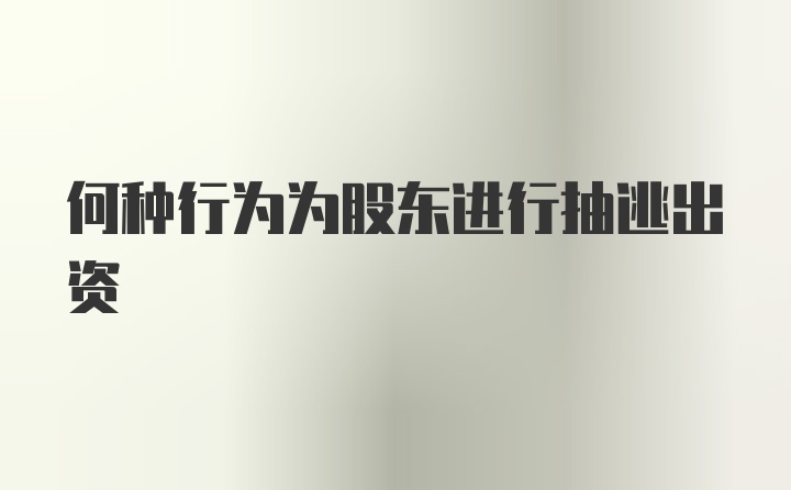 何种行为为股东进行抽逃出资