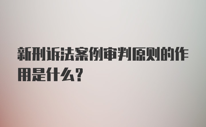 新刑诉法案例审判原则的作用是什么？