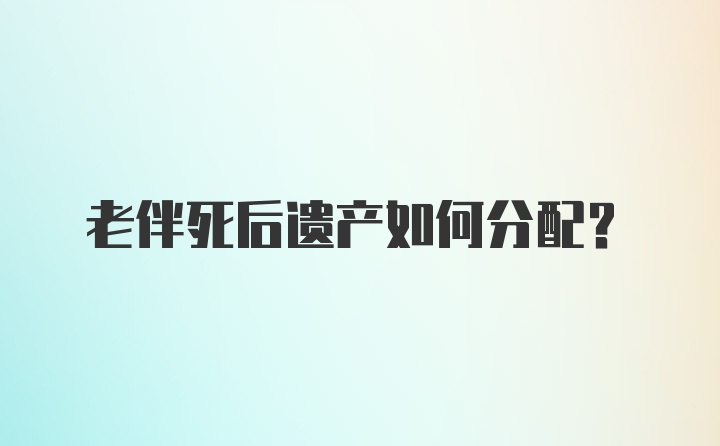 老伴死后遗产如何分配？