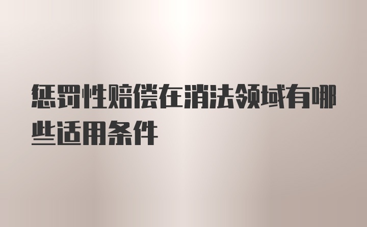 惩罚性赔偿在消法领域有哪些适用条件