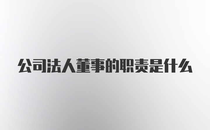 公司法人董事的职责是什么