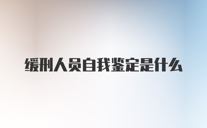 缓刑人员自我鉴定是什么