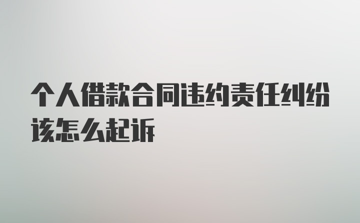 个人借款合同违约责任纠纷该怎么起诉